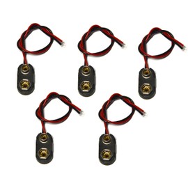 LAMPVPATH (Pack of 5) I-Type 9V Battery Connector, 9 Volt Battery Clip, 9V Battery Clip Connector with Wire and Hard Buckle Plastic Housing