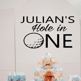 Hole in one Decal for First Birthday, Baby Girl/Boy Birthday removable sticker for welcome sign, Front entrance sign for golf birthday