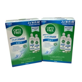 Alcon 4 Bottles (16 oz each) Opti-Free Pure Moist Contact Lens Solution EXP 3/28
