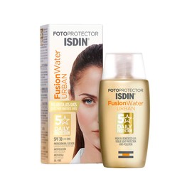 ISDIN Fusion Water Urban SPF 30, Protector Solar Facial, Textura ulltraligera de uso diario para entornos urbanos, 50ml