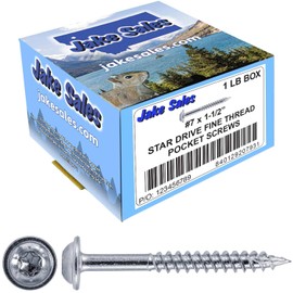 7 x 1-1/2" Pocket Hole Screws FINE Thread - T-20 Torx/Star Drive for Cabinetry & Furniture 1 Pound - 165 Approx. Screw Count