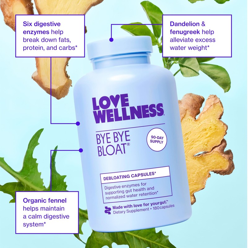 Love Wellness Bye Bye Bloat, Digestive Enzymes | Bloating Relief