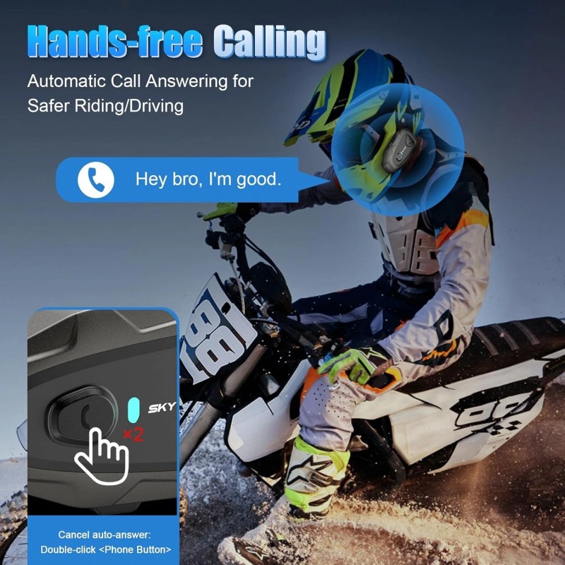 EJEAS E1 Motorcycle Helmet Speaker Bluetooth 5.3 Headset for Single