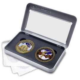 Armor Coin & Emblem - LDS Ogden Utah Temple Medallions with Deluxe Display Tin Box and Bonus polishing Cloth - 2 Medallion Set