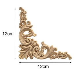 Zasiene Wooden Ornaments for Furniture, 4 Pieces, Wooden Ornaments, Ornaments for Furniture, Wood Carving, Applique Ornament, Wood, Furniture, Wall Decoration, Wood, 12 x 12 cm
