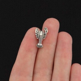 Lobster Zinc Alloy Spacer Beads 17mm x 11mm - Silver Tone - 2 Beads - SC1385