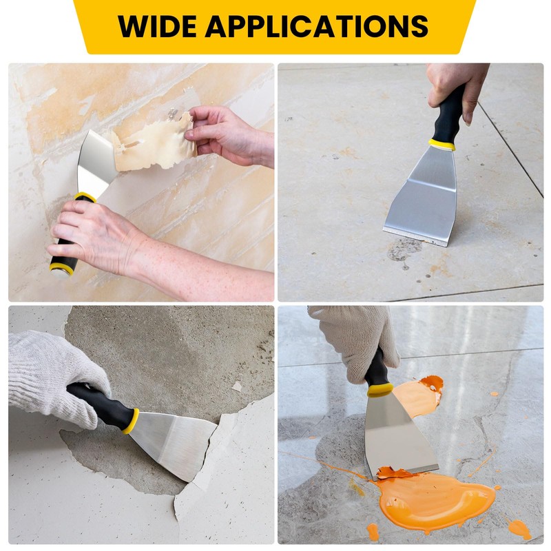 Mister Rui 3" Bent Scraper, Heavy Duty Paint Scraper Tool