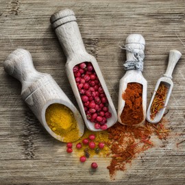 Eurographics Red Shade Spices on Wood I 20 x 20 cm, Brown, 20 x 1.7 x 20 cm