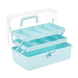 IGNPION 3 Layer Craft Stackable Storage Box 7-compartment Mulit Purpose Dividers Storage Container for Storing&Organising Toys, Arts Crafts, Stationery, Sewing, Fishing Tackle, Blue