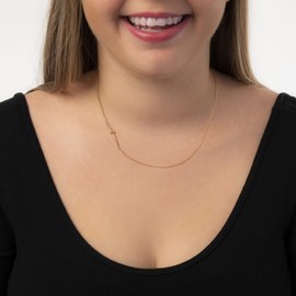 Rae Dunn Sideways Initial Necklace for Women 14K Gold Plated Brass Pendant Delicate Chain Letter T