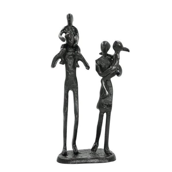 Aoneky Metal Family Art Sculpture, Mother Father and Son Daughter - Rustic Abstract Cast Iron Figurine Home Decor Statue - Prensent for Couple Anniversary Christmas (Family of 4)
