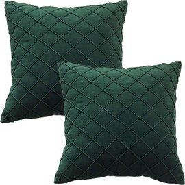 GONOVE Velvet Cushion Covers 50X50cm Soft Decorative Dark Green Throw Pillow Cases Pack of 2 Square Pillow Covers Pillowcases with Invisible Zipper for Home Couch Sofa Bed