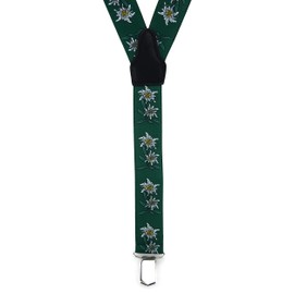 TigerTie Unisex Y-shaped braces with 3 extra strong clips, patterned, high-quality workmanship, width 35 mm, green white yellow