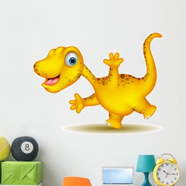 Wallmonkeys Cute Yellow Dinosaur Cartoon Wall Decal Peel and Stick Graphic (48 in W x 37 in H) WM82416