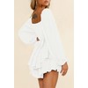 Fixmatti White Short Rompers Jumpsuits for Women Long Sleeve off