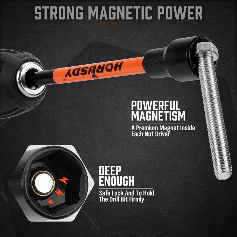 HORUSDY 18Pcs Nut Driver Set SAE and Metric, Impact Magnetic