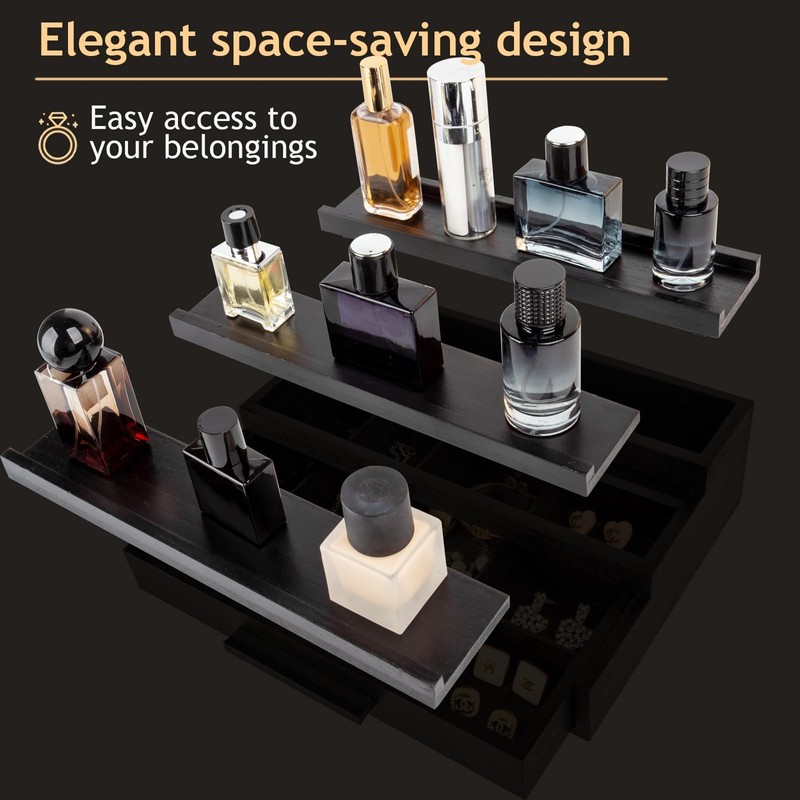Cokritsm Wooden Cologne Organizer for Men Women, 3 Removable Tier