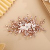 Lenjicons Luxury Rhinestone Leaf Flower Hair Comb White Flower Rhinestone