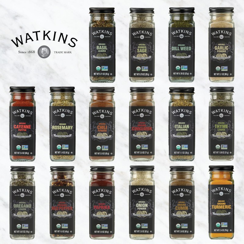 Watkins Countertop Two Tier Rotating Spice Rack, Includes 16 Watkins