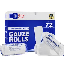 Gauze Rolls Pack of 72 – Premium Quality Lint and Latex-Free 4 inches x 4.1 Yards Conforming Stretch Bandages Designed for Effective Wound Care & Comfort - Ideal for use as a Mummy wrap