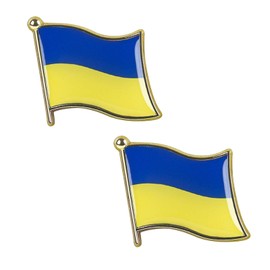Ukraine Flag Lapel Pin, Ukrainian Country Waving Metal Flag Enamel Pin Badges Brooches for Suit, Backpack & Tie Pin(2 packs)