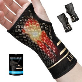 Copper Wrist Support for Carpal Tunnel, Pack of 2 Wrist Bandages for Men and Women, Compression Wrist Bandage for Tendonitis, Sprain, Arthritis, RSI, Sports, Hand Bandage