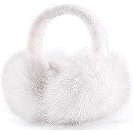 Ear Muffs for Women & Men, Faux Fur Earmuffs, Fuzzy Earmuffs for Winter Sports - Colour: White, Size: One Size