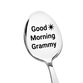Grammy Mothers Day Gifts for Nana Grammie Good Morning Grammy Spoon for Grandma Retirement Birthday Gift for Grammy Nana Nanny Engraved Spoon Gifts for Grandmother Granny Coffee Tea Lovers Gift Ideas