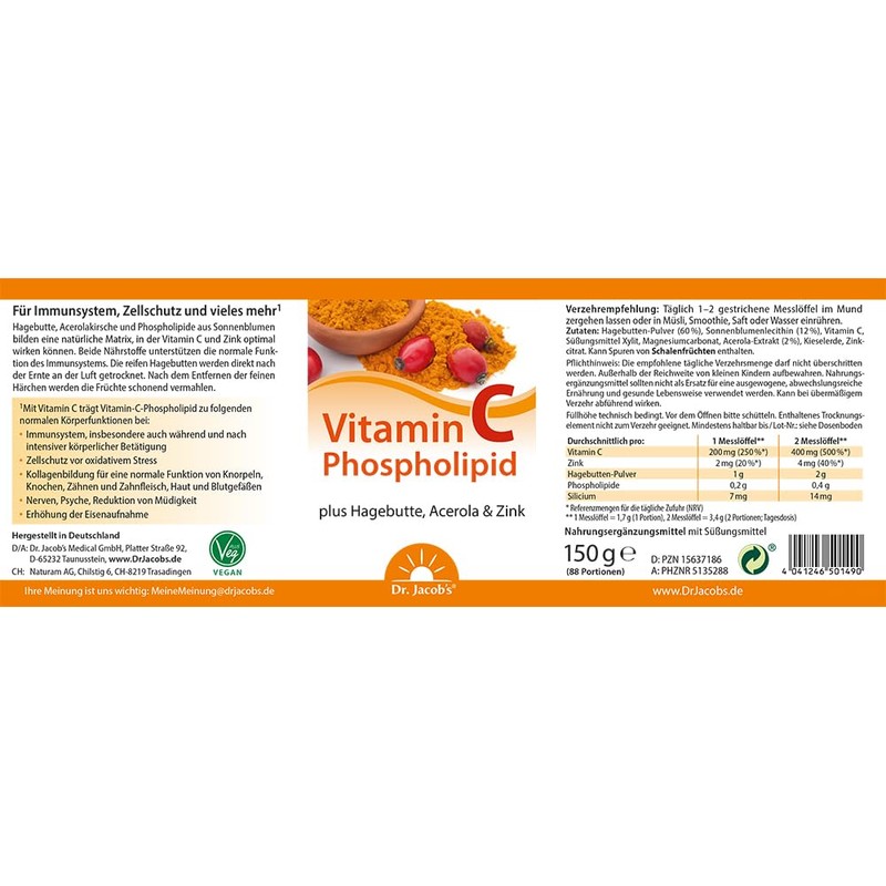 Dr. Jacob's Vitamin C Phospholipid I for Immune System¹ and