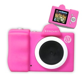 BONZART Lit+ Digital Camera, 300,000 Pixel, Rear LED display, Voice with Video , safety pink