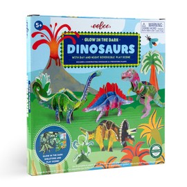 eeBoo: Dino 3D Glow-in-The-Dark - Includes 4 Constructible Dinosaurs & 4 Prehistoric Plants, Building & Construction Set, Play Scene, Ages 5+