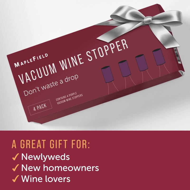 Purple Vacuum Wine Preserver - Leak-Proof Pump & 4 Resealable
