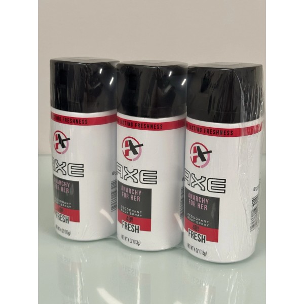 Axe Deodorant Body Spray Anarchy For Her. 4oz. 3 Pack