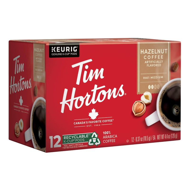 Tim Hortons Hazelnut Flavored, Medium Roast Coffee, Single-Serve K-Cup Pods