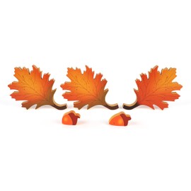 Fall Decorations for Home, 5 Pcs Oak Leaf & Acorns Wooden Table Decor, Harvest Centerpieces, Autumn Farmhouse Signs for Mantel, Shelf, Tiered Tray