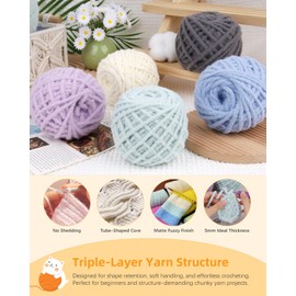 Reessy Soft Chunky Yarn for Crocheting – 6 Pack of 3.5oz/100g – Chunky #5 Weight - Pure Nylon with Velvety Soft Feel – Thick & Quick Super Bulky Yarn for Bags, Blanket, Scarves & Hats(Purple)