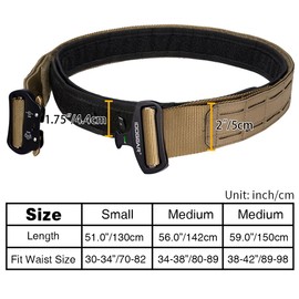 IDOGEAR Tactical Belt Molle 2 Inch Combat Belt with 1.75 Inch Inner Belt Quick Release High Performance Belt Laser Cut