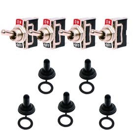 Waterproof Toggle Switch SPST 2 Pin ON Off Toggle Switch with Boot Cover-Brown (2 Pin (ON)-Off-Brown)