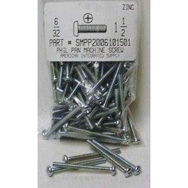 AMERICANINTEGRATEDSUPPLY.COM #6-32x1-1/2 Pan Head Phillips Machine Screws Steel Zinc Plated (50)