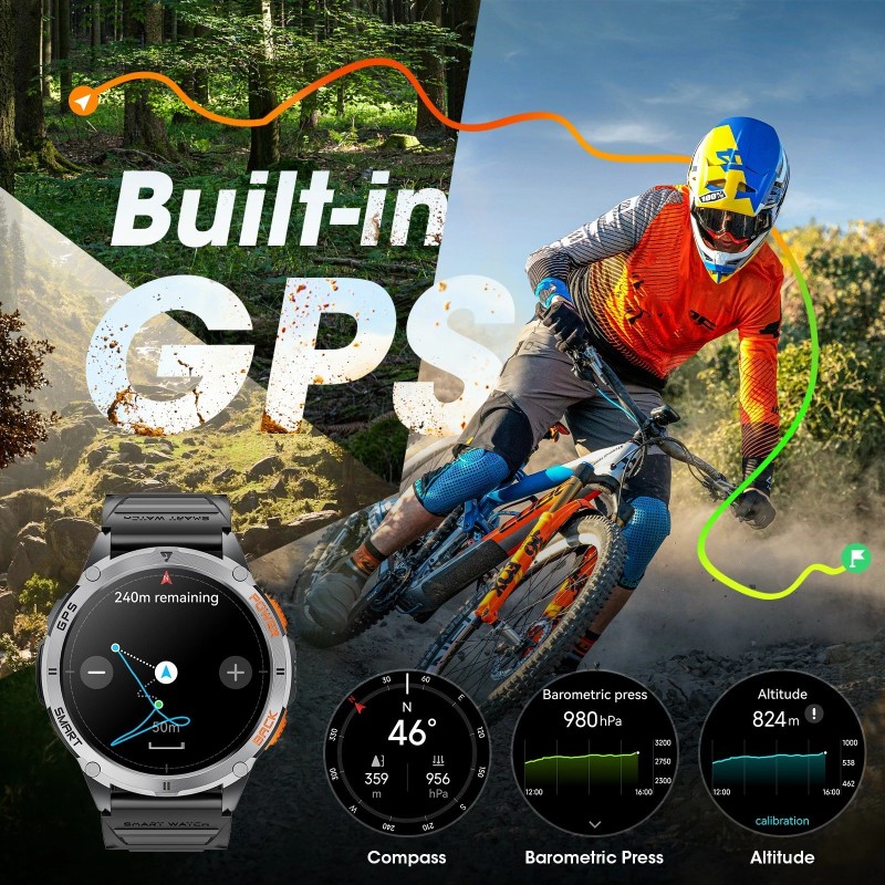 1.43" Smart Watch GPS For Android iOS AMOLED Display IP68