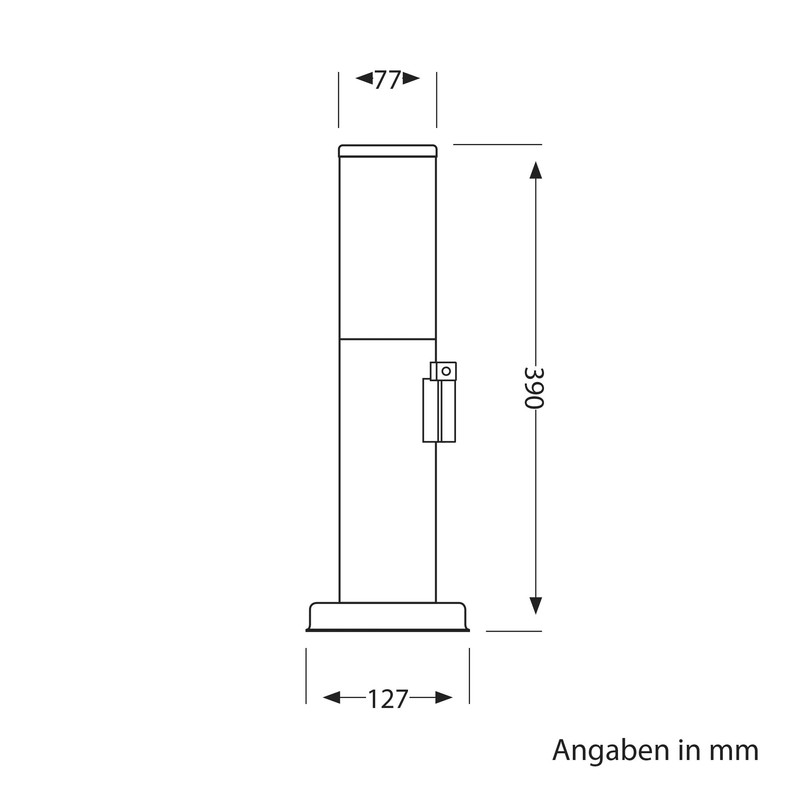 ledscom.de Poru Bollard Light with Socket for Outdoor Use, Black,