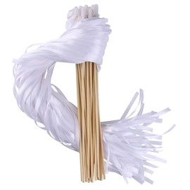 Wishprom Ribbon Wands Sticks Streamers for Wedding Party Favor (White-30PCS)