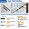 Muzata 5 Pack 1/4" x 5" Black Eye Bolts with