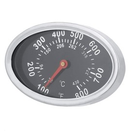 DEWIN BBQ Grill Thermometer, Oval Shaped Stainless Steel Roasting Thermometer 430℃ for Grills, Oven, Smoker, Smoker and Grill Trolley, Analogue, Grill Accessories (Celsius and Fahrenheit Display)