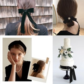 BokingOne Black Velvet Ribbon 1 Inch X 30 Yds Wide Vintage Nylon Velvet Ribbon with Spool for Gift Wrapping Wedding Decoration DIY Crafts Projects