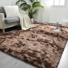 FlyDOIT Large Area Rugs for Living Room, 5x8 Feet Tie-Dyed Coffee Shaggy Rug Fluffy Throw Carpets, Ultra Soft Plush Modern Indoor Fuzzy Rugs for Bedroom Girls Kids Nursery Room Dorm Home Decor