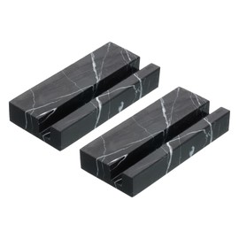 PATIKIL Business Card Holder for Desk, Pack of 2 Marble Business Card Holder Stones Card Stand Organiser Card Display for Office Exhibitions, Black