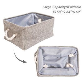 LUFOFOX Storage Basket for Organizing,Grey Storage Bins Basket for Shelves Nursery,Closet Organizer for Book Clothes Dog Toy,13.58''*9.64''*6.69''