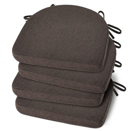Shinnwa Kitchen Chair Cushions Set of 4, Non-Slip Dining Chair Cushions with Ties and Machine Washable Cover, 4 Pack, 17 x 16.5 x 2in, Dark Brown