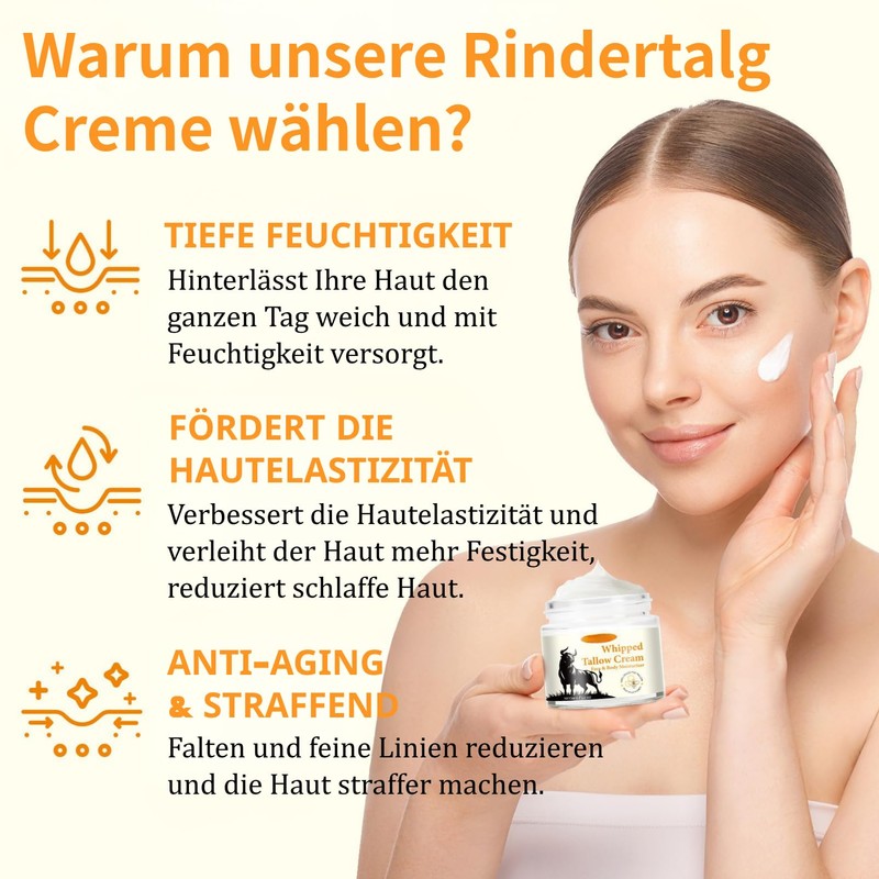 Honey Tallow Balm - Beef Tallow Creme - Feuchtigkeitscreme Gesicht